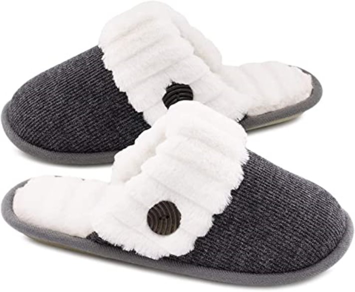 Amazon.com | HomeTop Women&#39;s Cute Comfy Fuzzy Knitted Memory Foam Slip On  House Slippers Indoor | Slippers